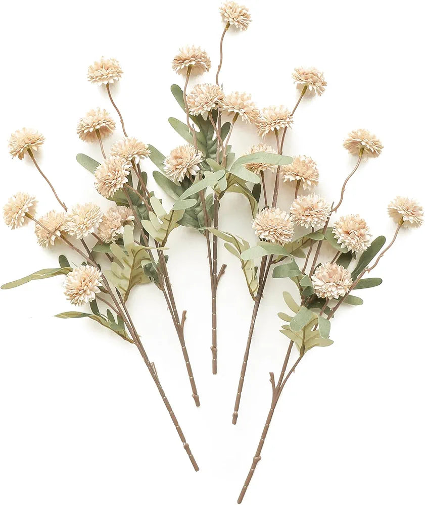 Floroom Artificial Chrysanthemums Faux Silk Beige 5pcs