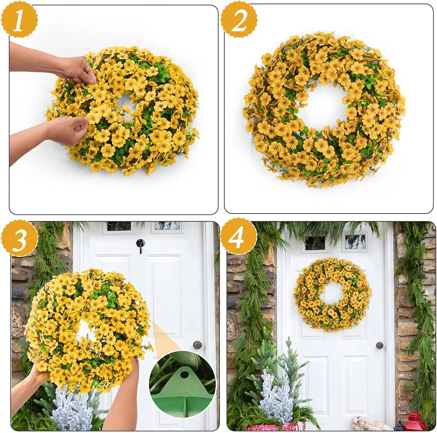 Artificial Floral Wreath Violet Silk Eucalyptus 20 Inch