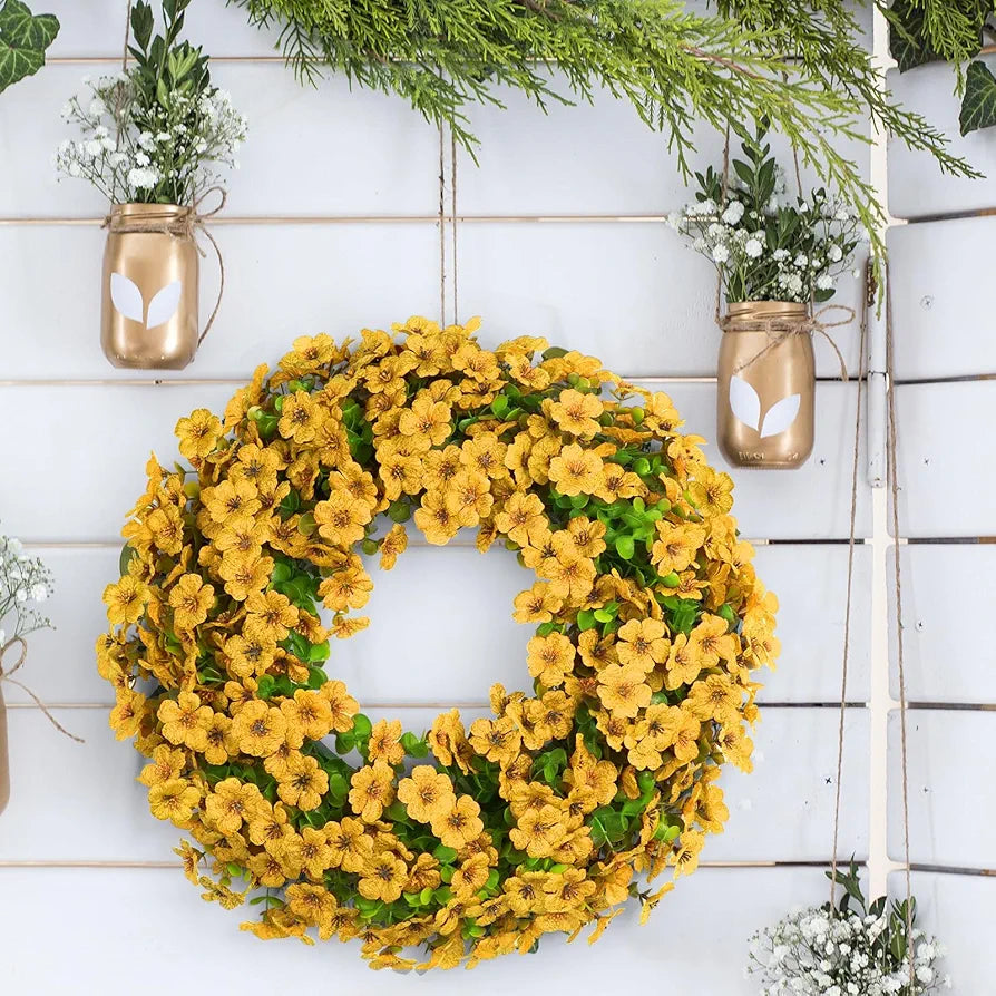 Artificial Floral Wreath Violet Silk Eucalyptus 20 Inch