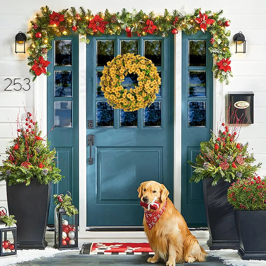 Artificial Floral Wreath Violet Silk Eucalyptus 20 Inch