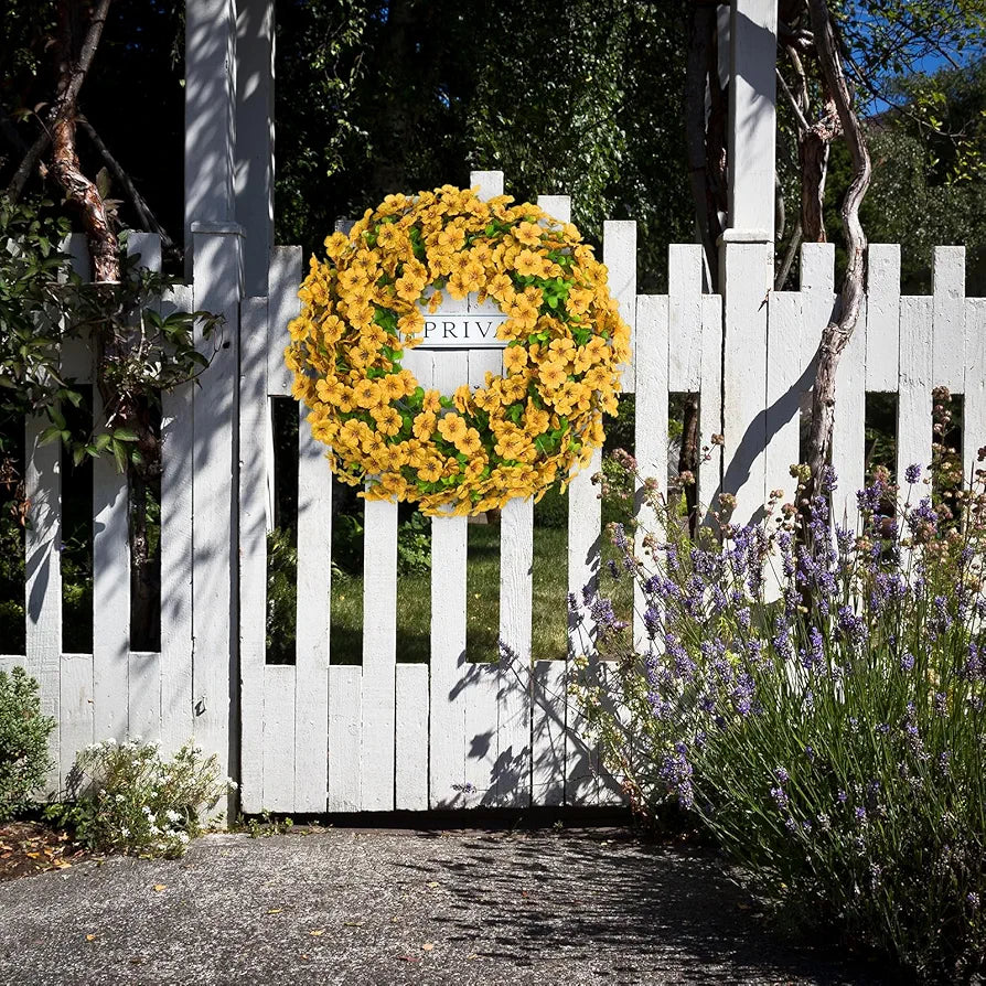 Artificial Floral Wreath Violet Silk Eucalyptus 20 Inch